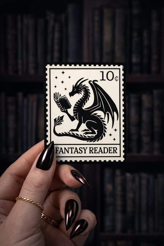 Fantasy Reader Dragon Stamp Vinyl Bookish Sticker